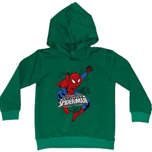 Spiderman Baskılı Örümcek Adam Kapüşonlu Pamuklu Kumaş Çocuk Sweatshirt