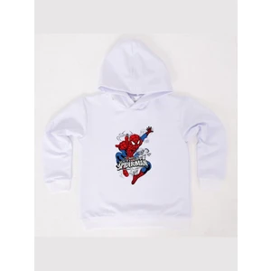 Spiderman Baskılı Örümcek Adam Kapüşonlu Pamuklu Kumaş Çocuk Sweatshirt