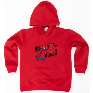 Spiderman Baskılı Örümcek Adam Kapüşonlu Pamuklu Kumaş Çocuk Sweatshirt