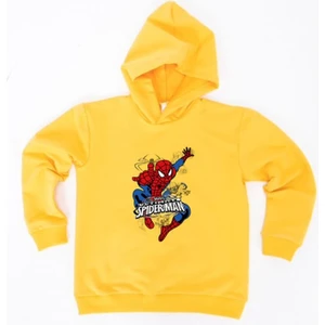 Spiderman Baskılı Örümcek Adam Kapüşonlu Pamuklu Kumaş Çocuk Sweatshirt