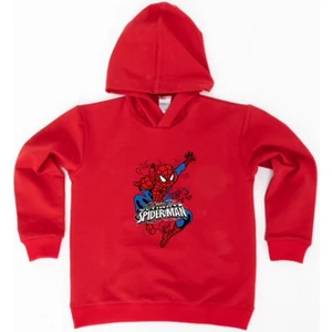 Spiderman Baskılı Örümcek Adam Kapüşonlu Pamuklu Kumaş Çocuk Sweatshirt