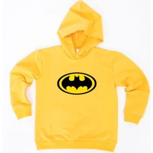 Batman Baskılı Kapüşonlu Pamuklu Kumaş Çocuk Sweatshirt
