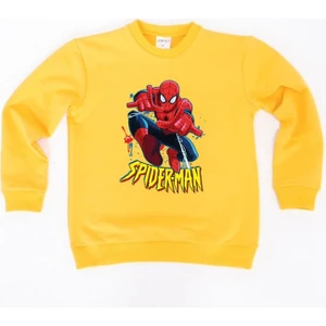 Spiderman Baskılı Örümcek Adam Pamuklu Kumaş Çocuk Sweatshirt