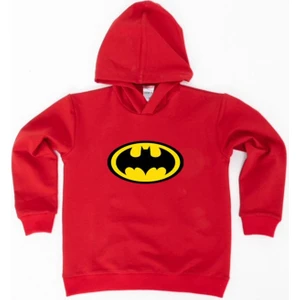 Batman Baskılı Kapüşonlu Pamuklu Kumaş Çocuk Sweatshirt