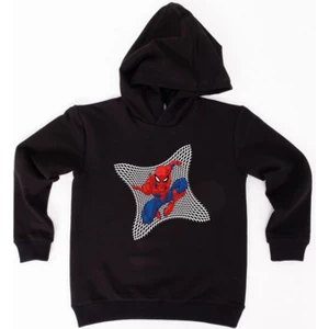 Spiderman Baskılı Örümcek Adam Kapüşonlu Pamuklu Kumaş Çocuk Sweatshirt