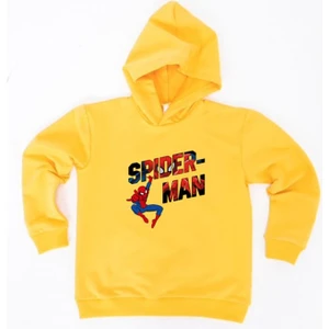 Spiderman Baskılı Örümcek Adam Kapüşonlu Pamuklu Kumaş Çocuk Sweatshirt