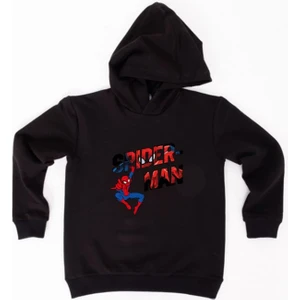 Spiderman Baskılı Örümcek Adam Kapüşonlu Pamuklu Kumaş Çocuk Sweatshirt