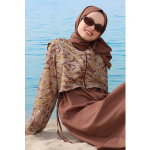 Desenli Yüzme Takımı Kahve