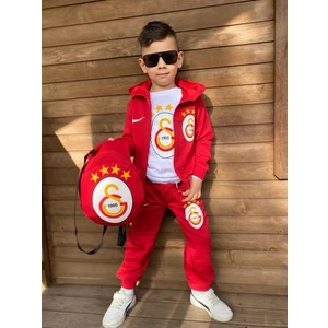 Uslu Kids Taraftar Çantalı Eşofman Takımı Kırmızı