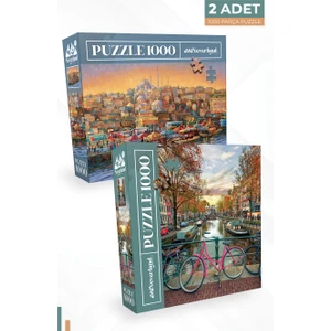 2 Adet 1000 Parça Puzzle - Amsterdam ve Istanbul Evening