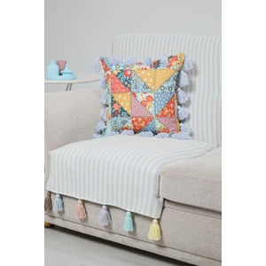 Aisha's Design Sırt ve Oturma Kısmını Kapatan Renkli Püsküllü Çizgili Koltuk Örtüsü 180X75 CM,KO-30T