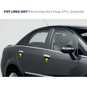 Fams Otomotiv Fiat Linea Krom Kapı Kolu+Çerçeve 4 Kapı 8 Parça 2007> Paslanmaz Çelik