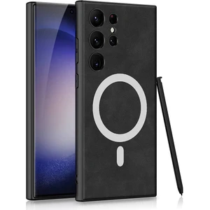 Samsung Galaxy S24 Ultra Uyumlu Kılıf Magsafe Şarj Özellikli Nubuk Deri Yüzey ile Güvenliği ve Tarzı Modern Sanatla Buluşturan Zarafetin Koruyucu Kalkanı Özel Seri Kapak