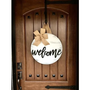 Hobi 55 Welcome Kapı Süsü Hoşgeldin Çelenk Beyaz 30X30
