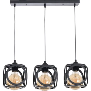 Lotus Modern Tasarım Siyah Renk - Cafe - Salon - Yatak Odası - Çocuk Odası Tel 3 Lü Sıralı Avize