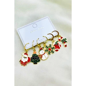Petek Aksesuar 6 Lı Yılbaşı Noel Temalı Küpe Set