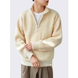 Tarz Cool Erkek Oversize Fermuarlı Balıkçı Triko Kazak