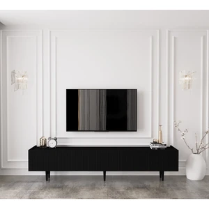 Capella Country Siyah 5 Kapaklı Ahşap Ayaklı 200 cm Tv Ünitesi