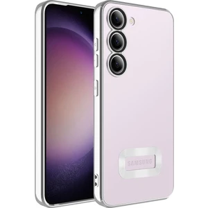 Samsung Galaxy S23 Kılıf Kamera Korumalı Logo Açık Renkli Kenarlı Arkası Şeffaf Silikon Kapak