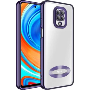 Xiaomi Redmi Note 9 Pro Kılıf Kamera Korumalı Logo Açık Renkli Kenarlı Arkası Şeffaf Silikon Kapak