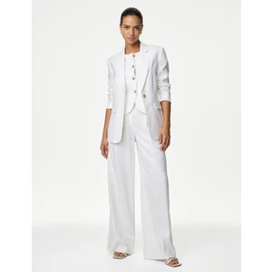 Marks & Spencer Yüksek Bel Wide Leg Keten Pantolon
