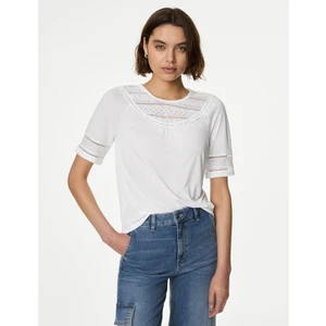 Marks & Spencer Dantel Detaylı Kısa Kollu Örme T-Shirt