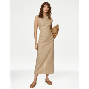 Marks & Spencer Regular Fit Midi Keten Elbise