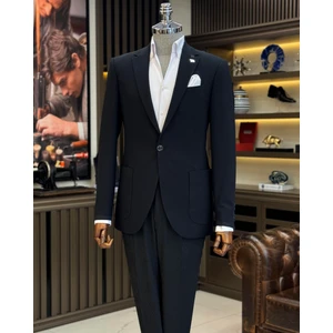 Terzi Adem Altun İtalyan stil slim fit torba cep erkek ceket siyah T12223