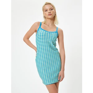 Askılı Mini Elbise Slim Fit Interlok Kumaş