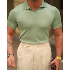 Tarz Cool Erkek Patlı Kısa Kollu Polo Yaka Triko T-Shirt