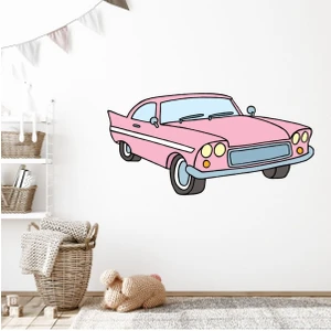 Bu Benim Değil... Pembe Araba Dekoratif Duvar Sticker Çıkartma Bebek Çocuk Odası