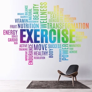 Gökkuşağı Egzersiz Metin Fitness Salonu Dekoratif Duvar Sticker Çıkartması Spor Salonu Çocuk Odası