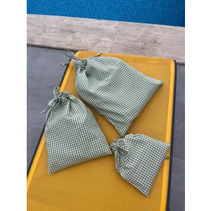 Pötikareli Ekolojik Bez Kese, Büzgülü Ipli Bavul Düzenleyici Kese,seyahat Çantası,3'lü Set