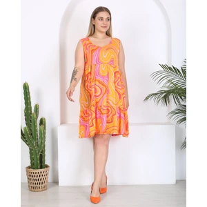 Butik Nilyam Kadın Büyük Beden V Yaka Katlı Elbise 24091