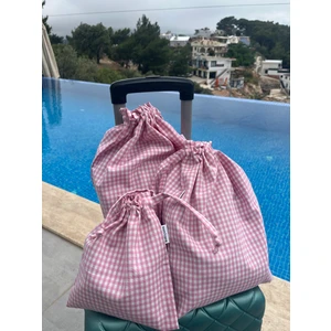 Sumicorn Design Pötikareli Ekolojik Bez Kese, Büzgülü Ipli Bavul Düzenleyici Kese,seyahat Çantası,3'lü Set