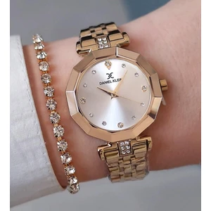 Daniel Klein Yeni Model Kesme Camlı Çelik Bilezik Altın Sarısı Kadın Kol Saati , Taşlı Bileklik Hediyeli