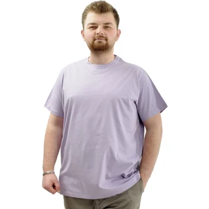 Mode Xl Büyük Beden Erkek T-Shirt Bisiklet Yaka Basic 20031 Lila