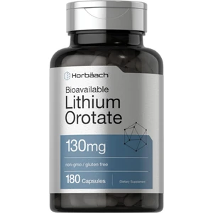 Horbäach Lithium Orotate 130MG | 180 Capsules | Non-Gmo  Gluten Free | 5mg Bioavailable Elemental Lithium