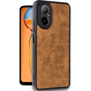 M.tk moveteck Realme 12 Lite Kılıf Kamera Korumalı Deri Görünümlü Leather Desenli Yumuşak Mat Silikon