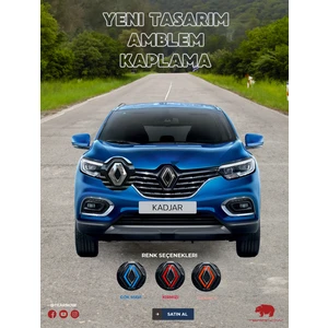 Tear Now Renault Kadjar (2018-2024) Yeni Tasarım Amblem Kaplama Sticker - Piano Black, Siyah & Gri