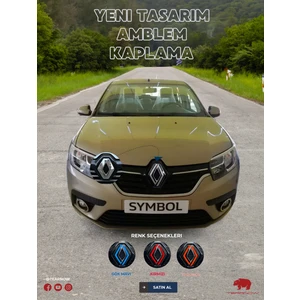 Tear Now Renault Symbol 3 (2016-2021) Yeni Tasarım Amblem Kaplama Sticker - Piano Black, Siyah & Gri