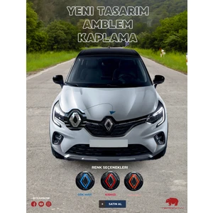 Tear Now Renault Captur (2019-2024) Yeni Tasarım Amblem Kaplama Sticker - Piano Black, Siyah & Gri