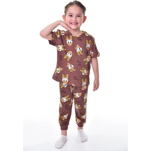 Bunny Hopp  Pamuk Interlok Kumaş Kısa Kollu Daisy Duck Desenli Kısa Kollu Yazlık Kız Çocuk Pijama Takımı