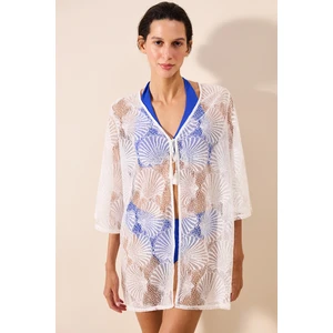 Shell Dantelli Beyaz Kimono