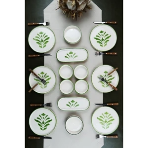 Handmade Su Yeşili Kahvaltı Takımı 6 Kişilik 14 Parça