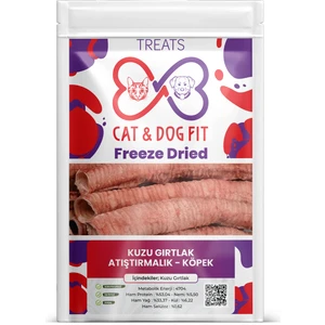 Cat & Dog Fit Freeze-Dry Kuzu Gırtlak Köpek %100 Doğal Katkısız Ödül Maması Diş Fırçası