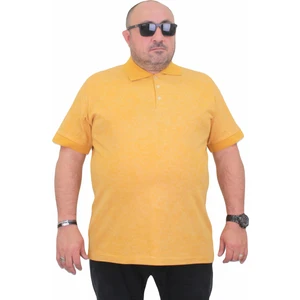 Erkek Büyük Beden Polo Yaka Mat Baskılı Tişört 24451 Hardal