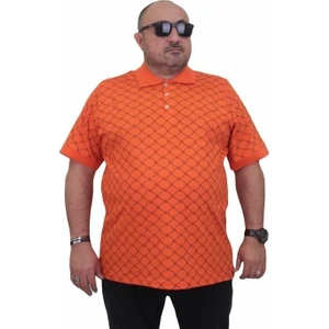 Erkek Büyük Beden Polo Yaka Tişört Square 24452 Turuncu