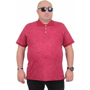 Erkek Büyük Beden Polo Yaka Mat Baskılı Tişört 24451 Bordo