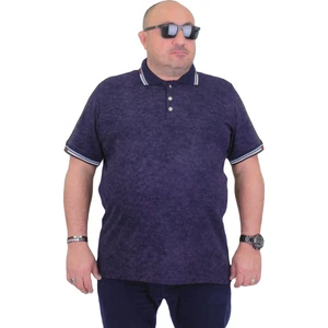 Erkek Büyük Beden Polo Yaka Mat Baskılı Tişört 24451 Marin